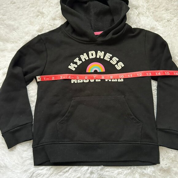 Cat & Jack XS Kindness Above All Black Hoodie Sweatshirt Girls 4/5 - Picture 3 of 4